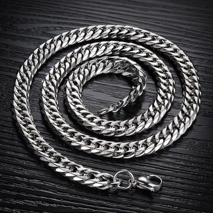 Miami Cuban Thick Chain Necklace for Men Stainless Steel