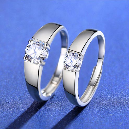 Customized 1 Carat Moissanite Diamond Wedding Rings Set