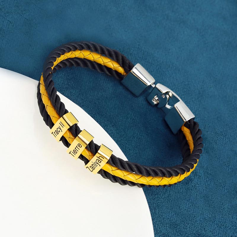 Family Names Leather Bracelet Gift for Father