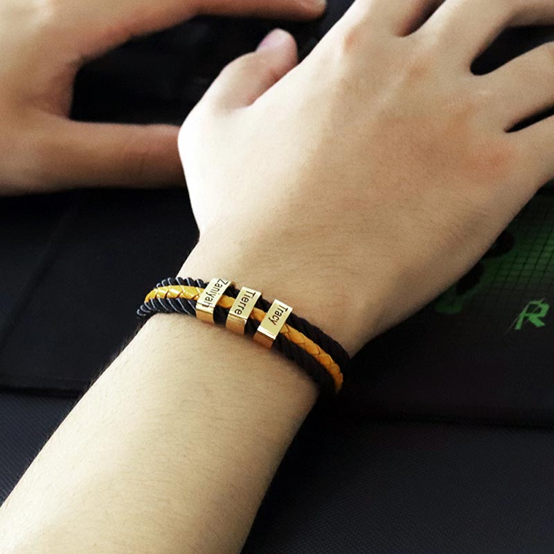 Family Names Leather Bracelet Gift for Father