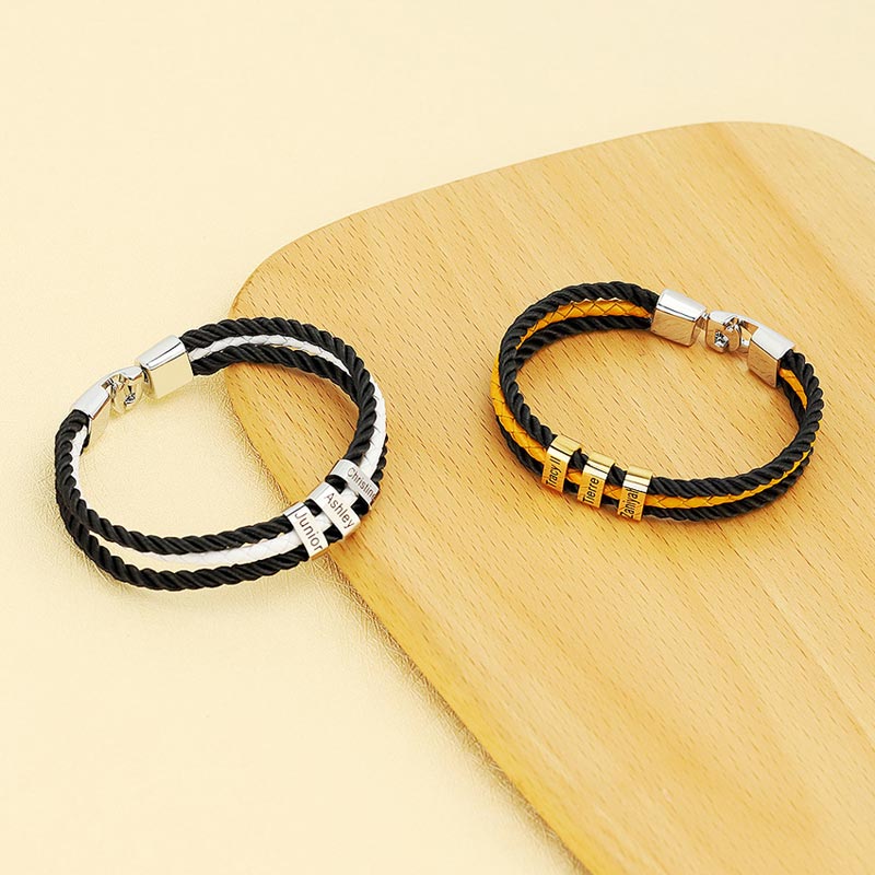 Family Names Leather Bracelet Gift for Father