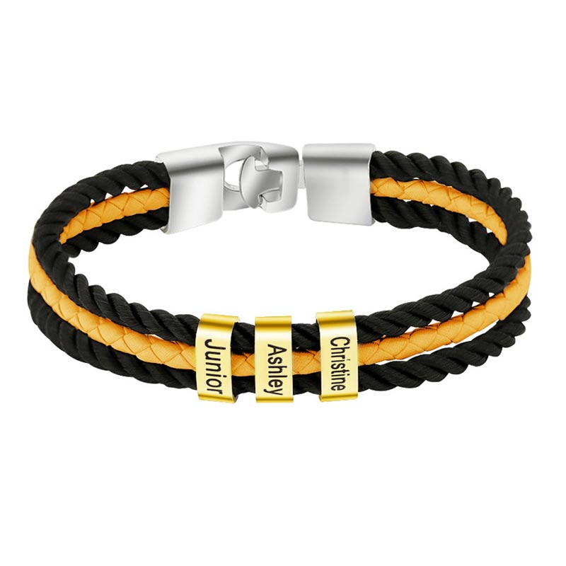 Family Names Leather Bracelet Gift for Father