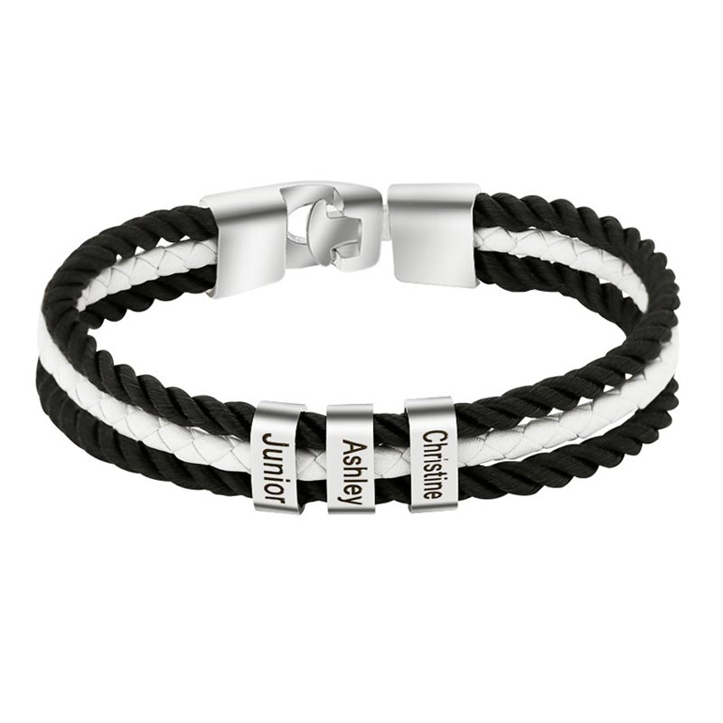Family Names Leather Bracelet Gift for Father