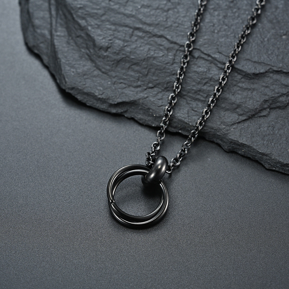 Vintage Double Rings Mens Necklace