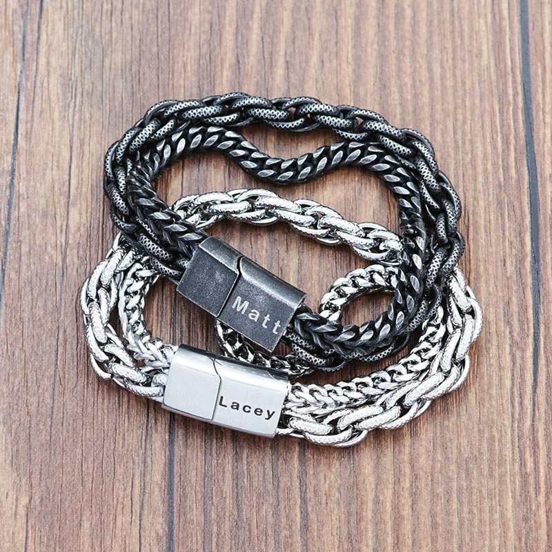 Custom Engraved Bracelet for Him