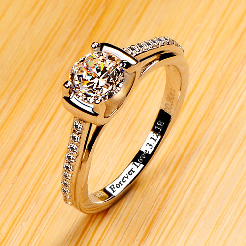 0.8 Carat Diamond Wedding Ring for Her Platinum Plated