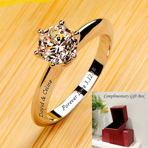 Gullei™ Engraved 1 Carat Lab Diamond Solitaire Ring for Her