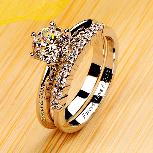 Gullei™ 1 Carat Lab Grown Diamond Staked Ring Set - Engravable
