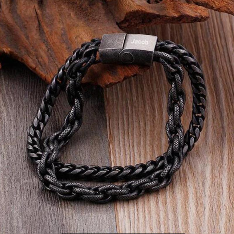 Custom Engraved Bracelet for Him