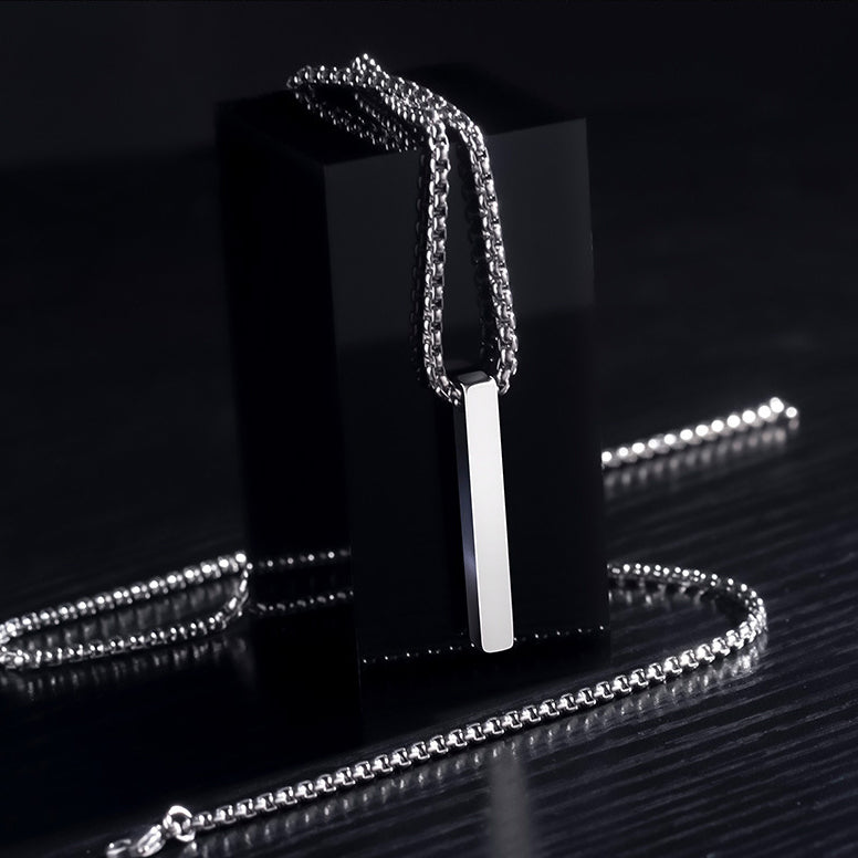 Custom Engravable Vertical Bar Pendant Necklace