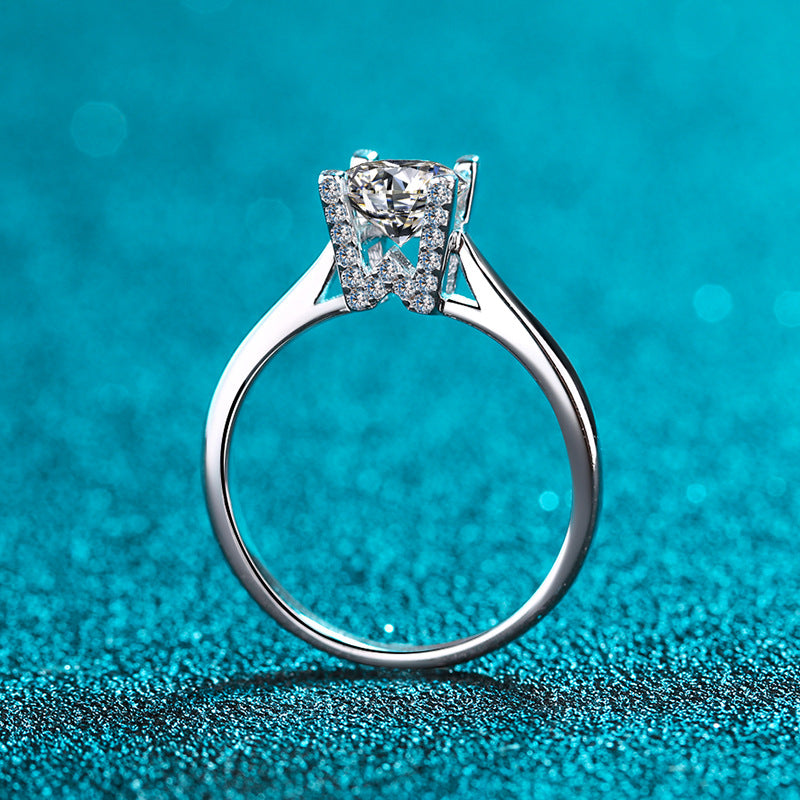 1 Carat Moissanite Halo Engagement Women Ring Gift