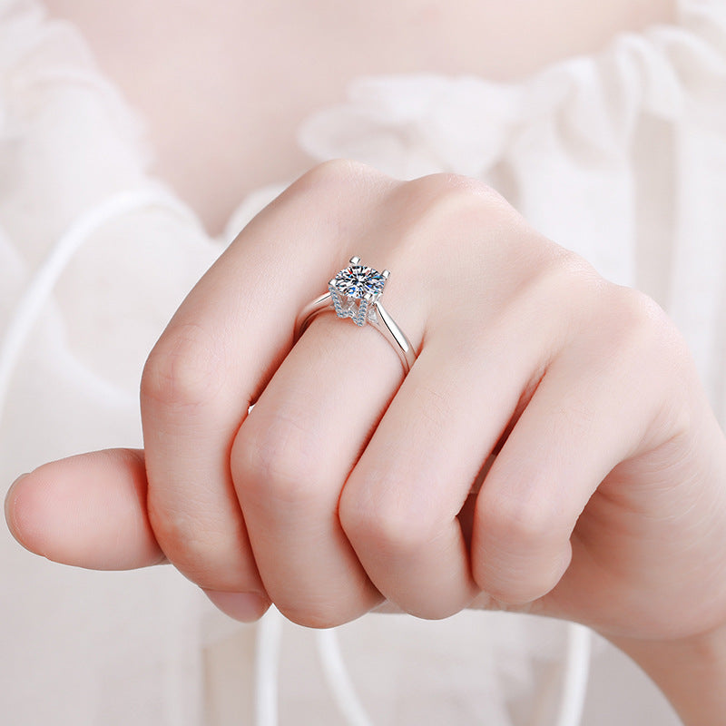 1 Carat Moissanite Halo Engagement Women Ring Gift