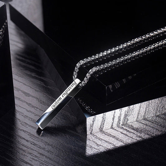 Custom Engravable Vertical Bar Pendant Necklace
