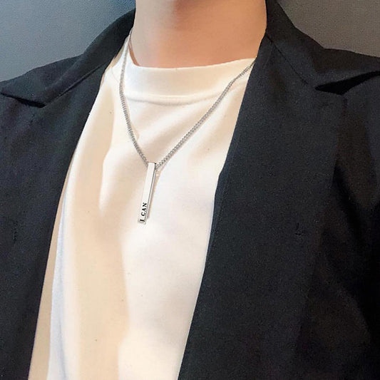 Custom Engravable Vertical Bar Pendant Necklace