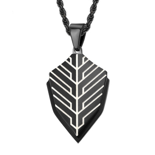 Engraved Shield Pendant Mens Army Necklace