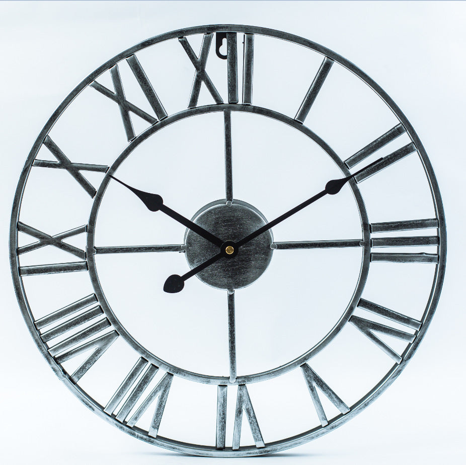 Roman Numerals Large Metal Analog Wall Clock