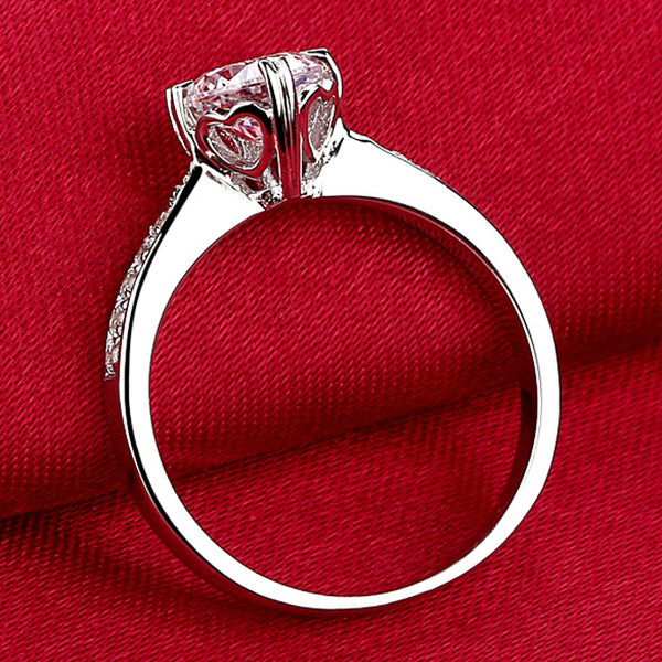 Custom 1 Carat Lab Grown Diamond Ring - 18K White Gold Plated