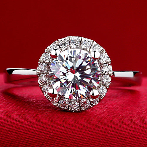 1.25 Carat Lab Diamond Women Halo Engagement Ring