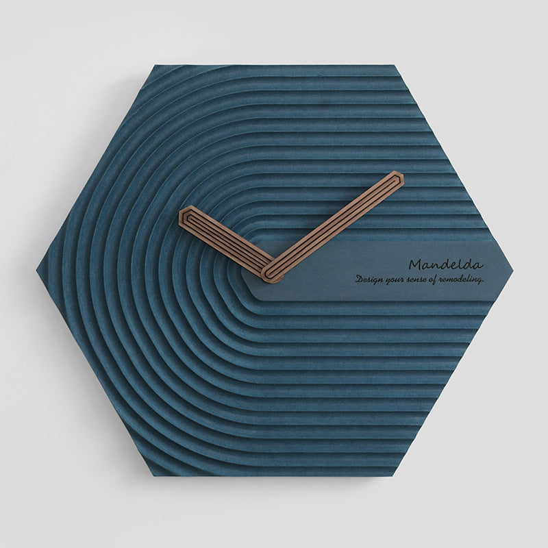 Hexagon Modern Analog Silent Wall Clock Blue