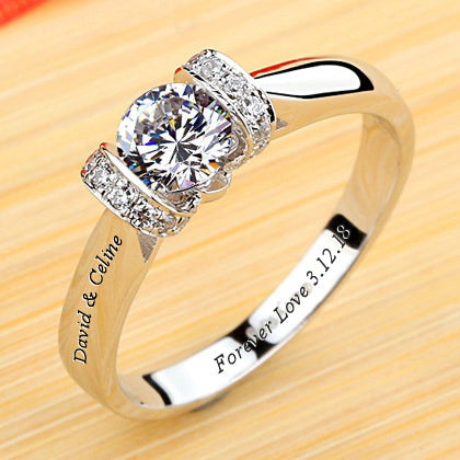 Engraved 0.5 Carat Lab Diamond Ring for Women