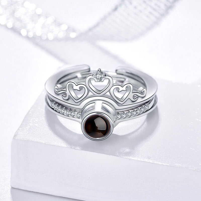 Light Projection Couple Promise Rings Set for Two