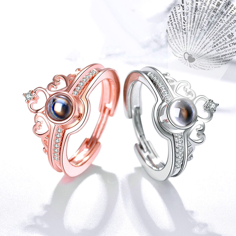 Light Projection Couple Promise Rings Set for Two