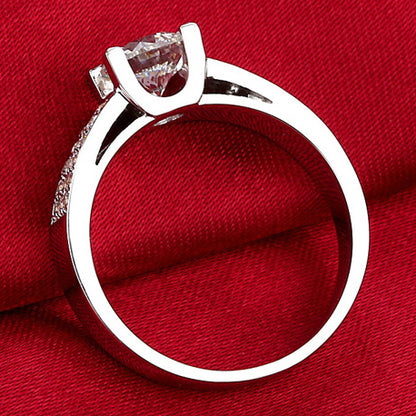 Engraved 1 Carat Lab Diamond Ring for Her - Platinum Plated