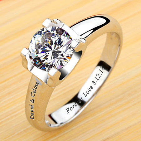 Engraved Lab Diamond Solitaire Ring for Her