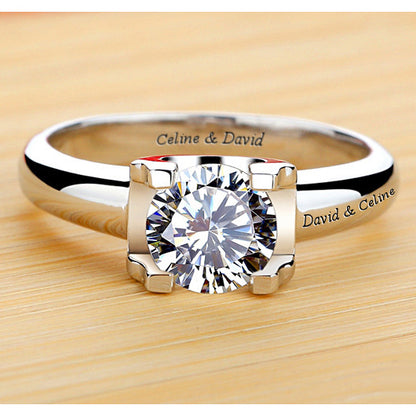Engraved Lab Diamond Solitaire Ring for Her