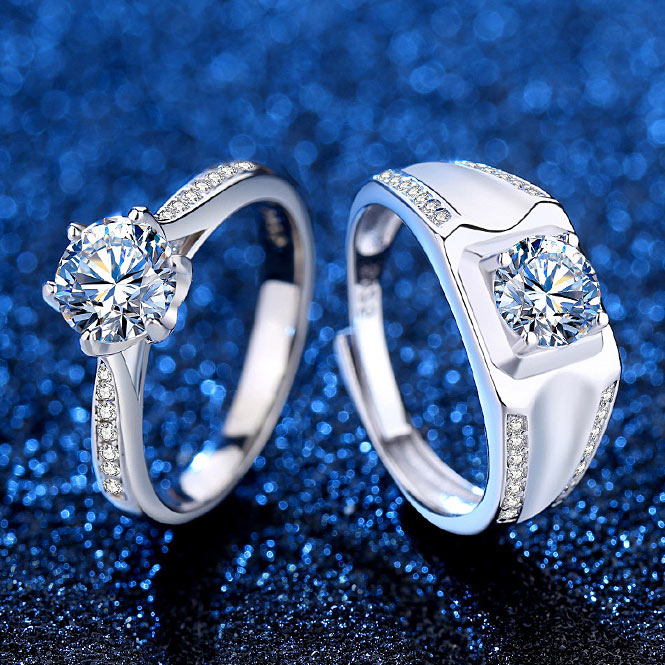 3 Carats Diamond Marriage Rings for Him and Her