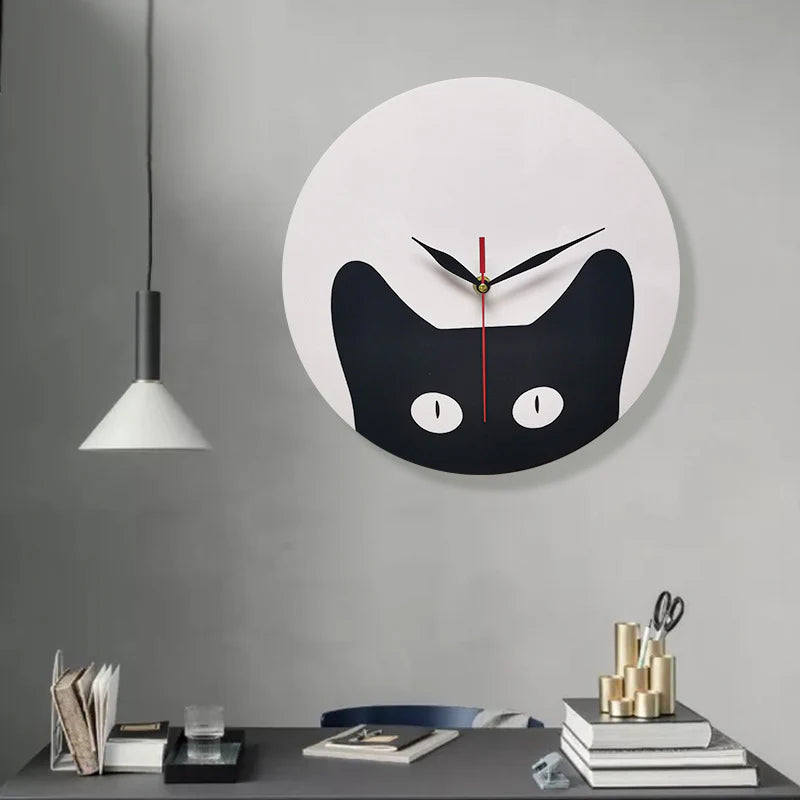 Black Cat Creative Silent Wall Clock – Cute & Quiet Design