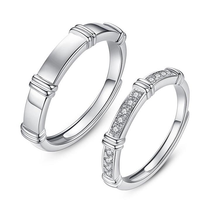 Personalized Matching Engagement Rings Set for 2