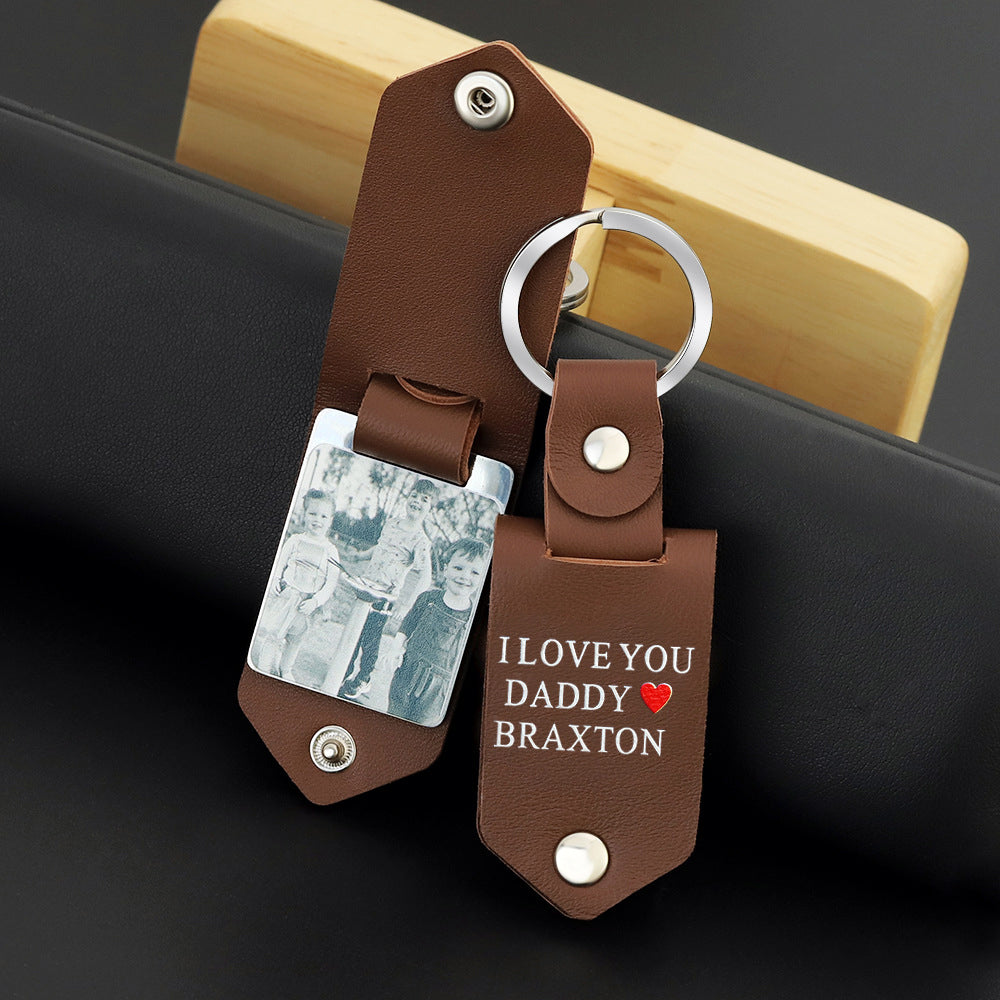 Custom Photo Leather Keychain