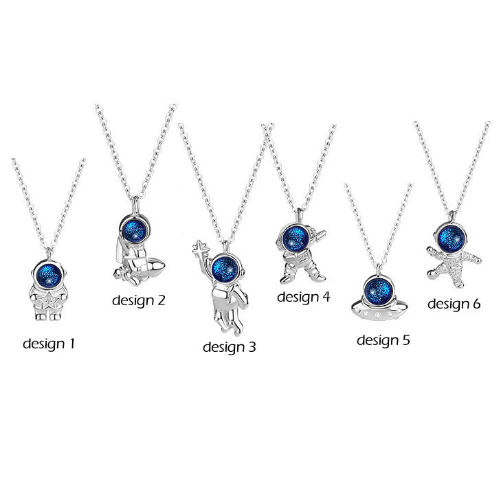 Cute Spaceman Couple Necklaces Set for 2