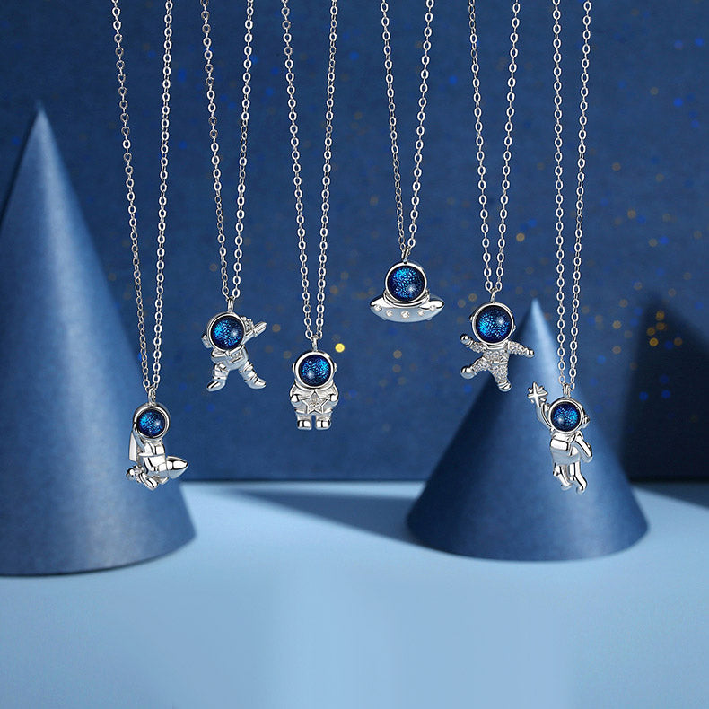 Cute Spaceman Couple Necklaces Set for 2