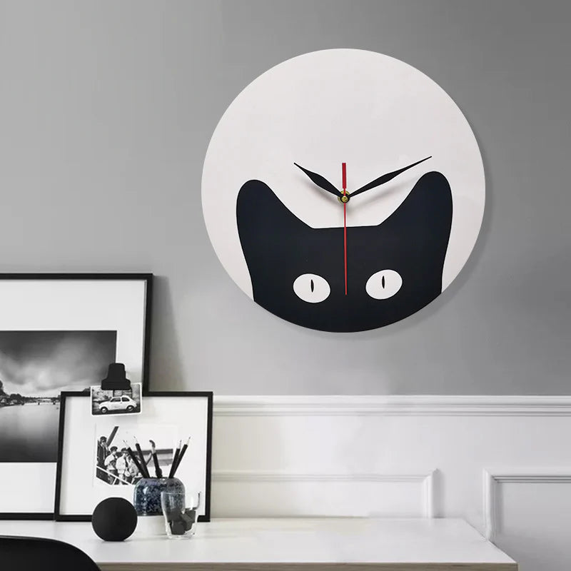 Black Cat Creative Silent Wall Clock – Cute & Quiet Design
