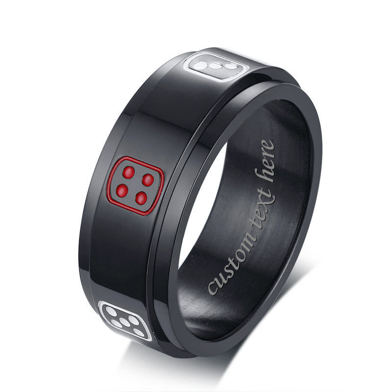 Custom Engraved Dice Mens Ring