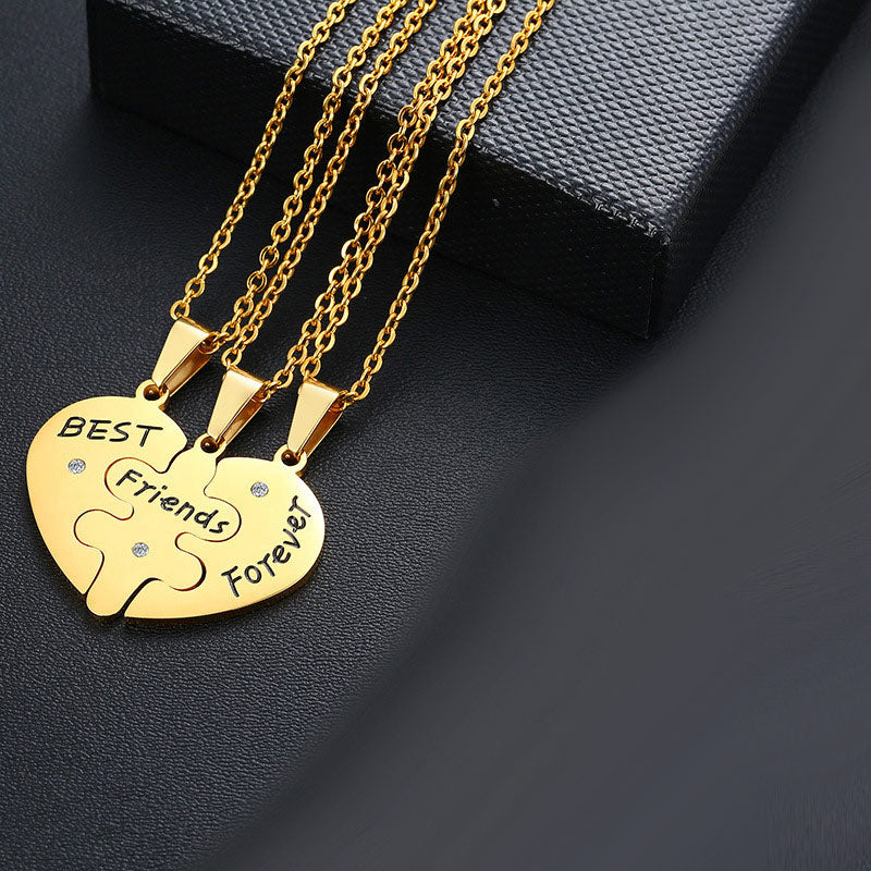 Matching Hearts 3 Piece Bff Necklaces Gift Set