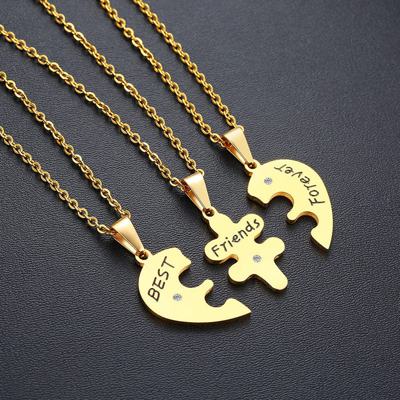 Matching Hearts 3 Piece Bff Necklaces Gift Set