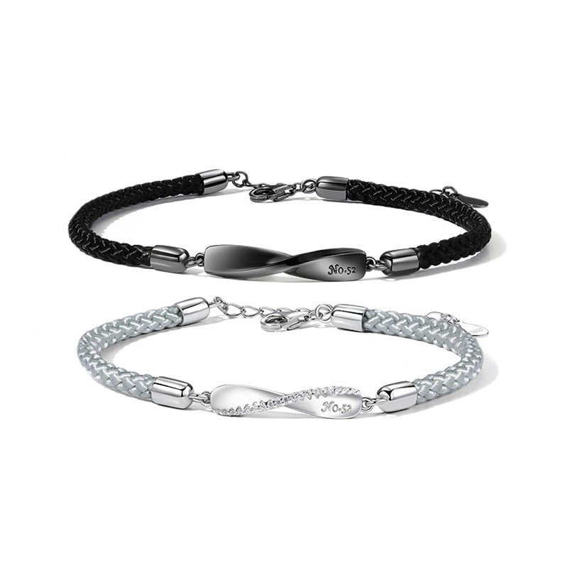 Personalized Mobius Infinity Couple Bracelets Set - Sterling Silver