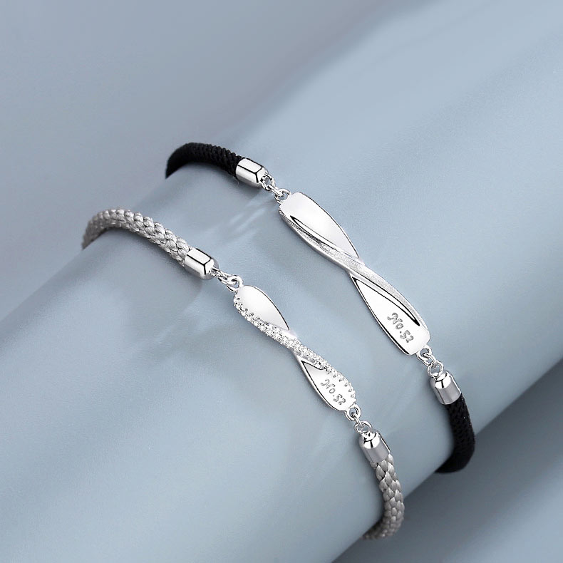 Personalized Mobius Infinity Couple Bracelets Set - Sterling Silver