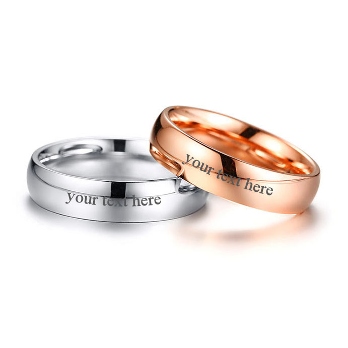 Custom Name Wedding Bands for Him and her Silver and Rose Gold