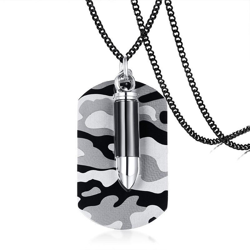 Military Nametag Cremation Bullet Necklace