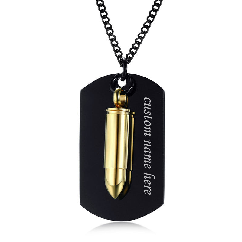 Army Nametag Bullet Urn Necklace: Engraved Soldier Memorial