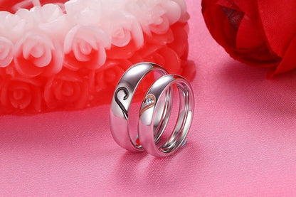 Personalized Matching Hearts Titanium Rings Set for 2