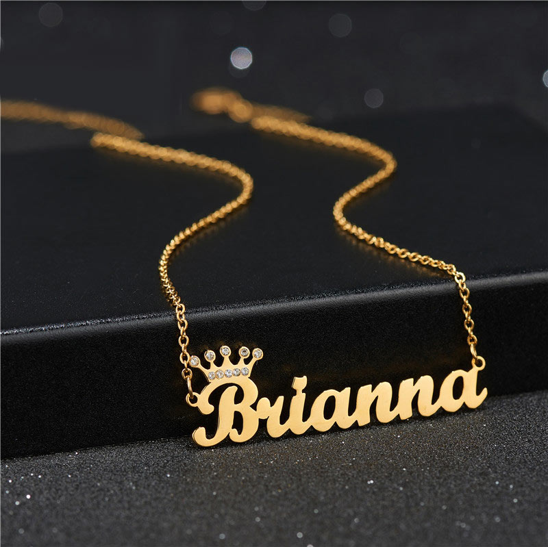 Crown Name Necklace Personalized 18K Gold Plated Birthday Gift for Her Queen
