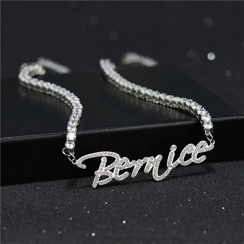 Personalized Name Necklace with Crystals