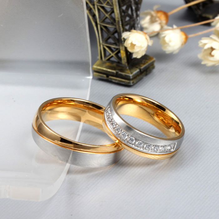 Engraved Matching Titanium Marriage Rings for Couple
