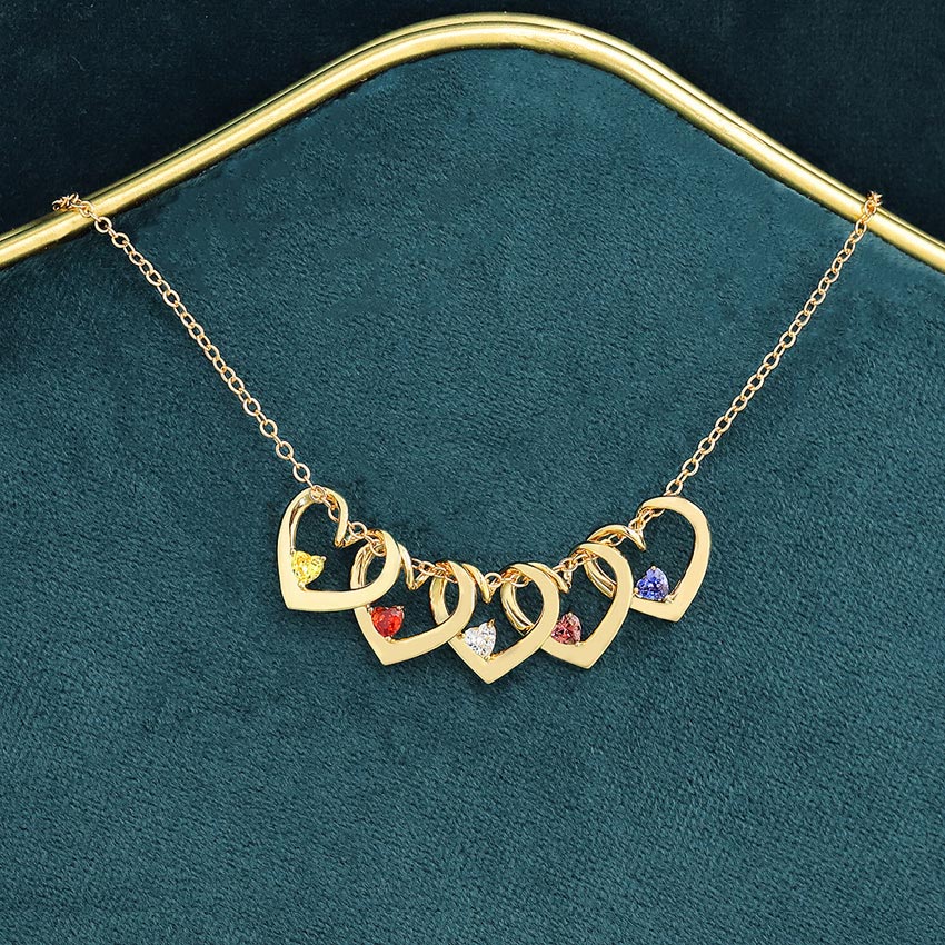 Personalized Heart Birthstone Necklace for Her