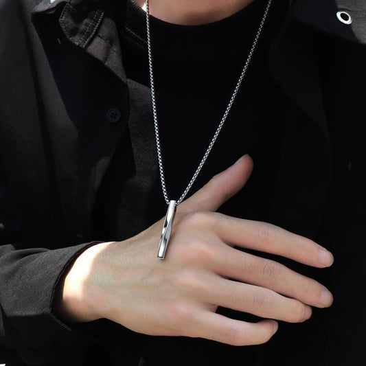 Personalized Twist Vertical Bar Necklace Gift for Men